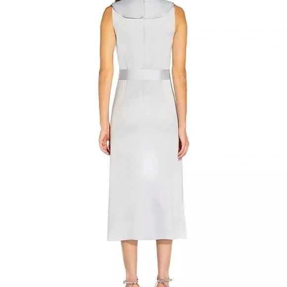 Adrianna Papell Pale Blue Ruffle Wrap Midi Dress NO BELT 16 - Picture 4 of 7